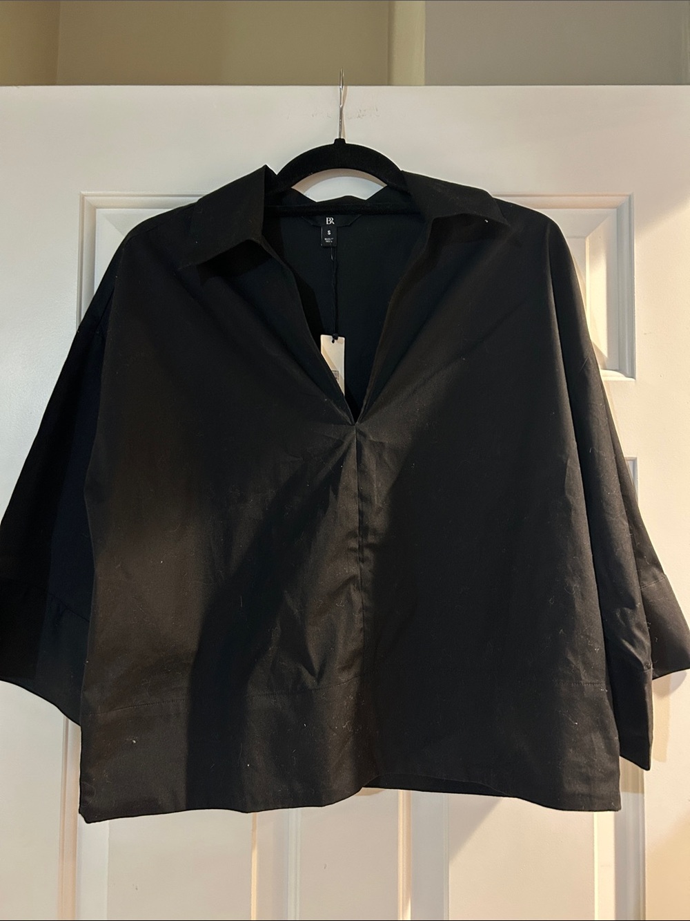 Banana Republic Black V-Neck Collared Tunic Top